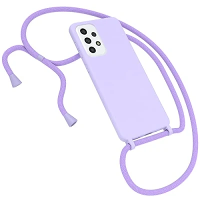 Abbildung von EAZY CASE Premium Silikon Handykette kompatibel mit Samsung Galaxy A33 (5G) Handyhülle Umhängeband, Handykordel Schutzhülle, Silikonhülle, Hülle Band, Kette für Smartphone, Lavendel Lila
