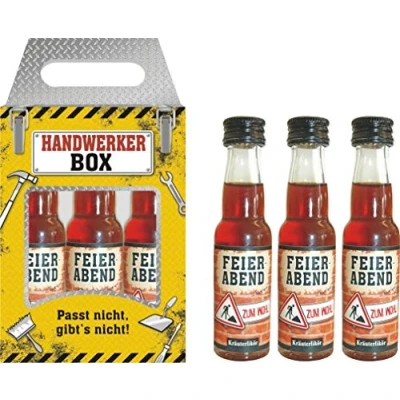 Abbildung von 3er Kräuterlikörbox Kräuterlikör Box 3 x 0,02 L 32% vol. für Männer Männergeschenk zum Geburtstag Bester Handwerker Feierabend Handwerkerbox (Handwerker 52019)