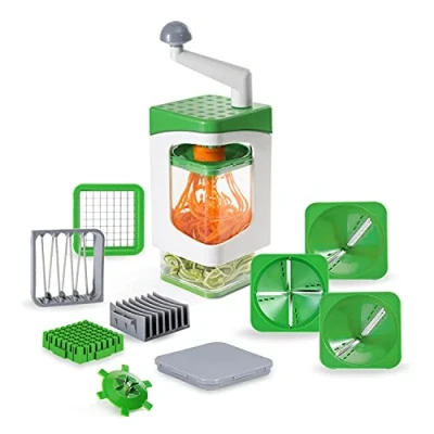 Abbildung von Genius Gemüseschneider Nicer Dicer Julietti 13 Teile, Zoodle Maker + Würfelschneider, 7 Schneideinsätze &amp; Behälter 1200ml