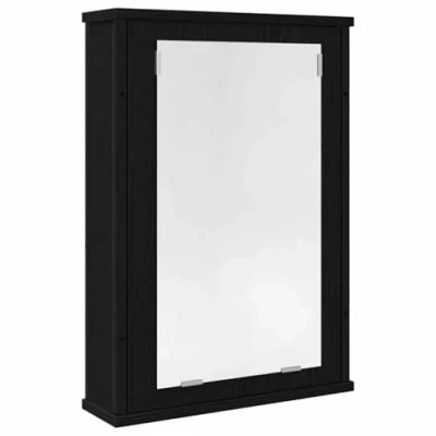 Abbildung von vidaXL Badezimmerspiegelschrank Bad Spiegelschrank Schwarz Eiche Optik 42x12x60cm Holzwerkstoff (1 St)