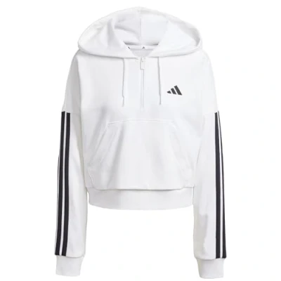 Abbildung von adidas Sportswear Essentials 3 Stripes Quarter Kapuzenpullover White black, Damen, Größe: XXS, black