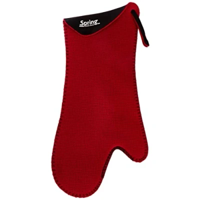 Abbildung von Spring GRIPS Ofenhandschuhe Hitzebeständig Neopren 40 bis 250C rutschfest universelle Größe, 5x17,2x18,8cm Rot Topfhandschuhe Set lang