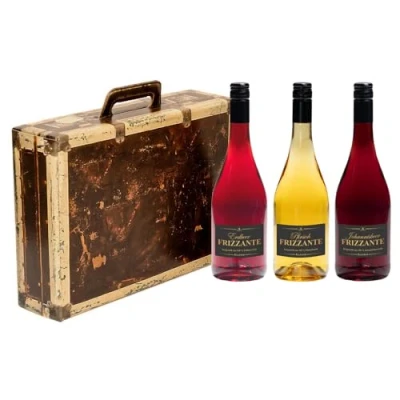 Abbildung von ALLACHER Frizzante Geschenkkoffer Erdbeer &amp; Pfirsich Johannisbeer hergestellt aus 100% Fruchtwein erfrischender Fruchtsecco 7% vol. Aperitif ideale Geschenkidee