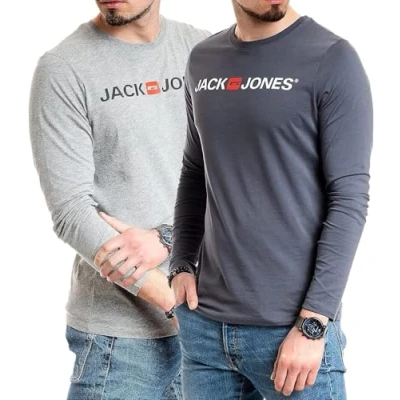 Abbildung von JACK &amp; JONES Herren Langarmshirt aus Baumwolle Longsleeve Männer (LS Corp Slate+Corp L.Grey) XXL