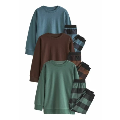 Abbildung von Next 3 PACK Regular FIT Nachtwäsche Set für Kinder, Größe: 98, Blue green brown