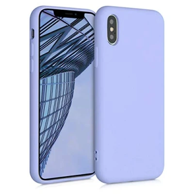 Abbildung von kwmobile Hülle kompatibel mit Apple iPhone XS gummierte TPU Silikon Handyhülle Schutzhülle für kabelloses Laden Case in Pastell Lavendel