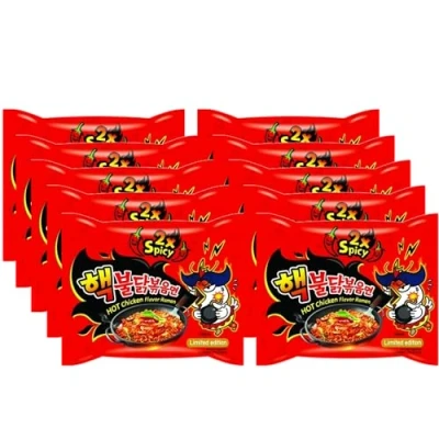 Abbildung von Kennenlernbox 10er Buldak Box SAMYANG Hot Chicken Ramen Combo Pack 2 x Spicy Angebot MhD 21.12.2024