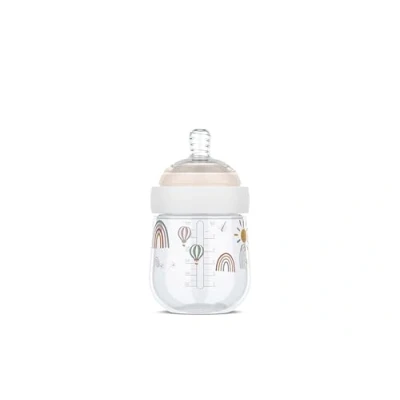 Abbildung von Mepal Babyflasche Mio Transparente Kappe zur Aufbewahrung Anti Kolik Babyflaschen Spiralförmiges Design verhindert Verstopfungen Medizinisches Silikon 165 ml Sunshine &amp; Rainbow
