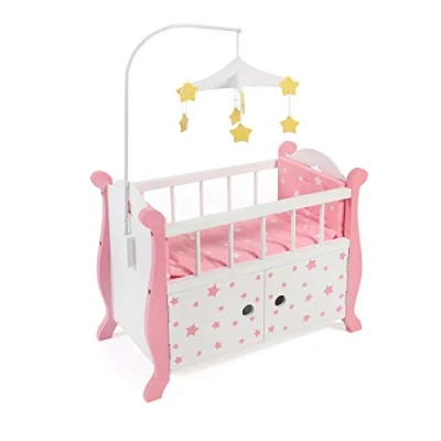 Abbildung von CHIC2000 Puppenbett Stars Pink, aus Holz mit Mobile