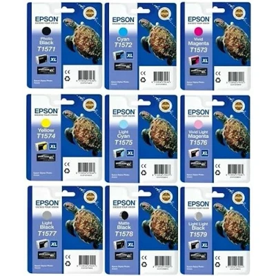 Abbildung von Epson Original Tintenpatronen Set T1571, T1572, T1573, T1574, T1575, T1576, T1577, T1578, T1579 Multipack Stylus Photo R3000 (ohne Umverpackung)