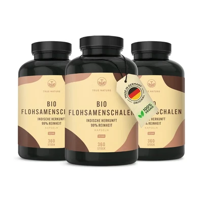 Abbildung von Bio Flohsamenschalen 1080 Kapseln Vegan TRUE NATURE 3x360 St