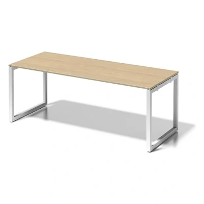 Abbildung von BISLEY Cito Schreibtisch, 740 mm höhenfixes O Gestell, Metall, Mp396 Dekor Ahorn, Gestell Verkehrsweiß, 80 x 200 85 cm