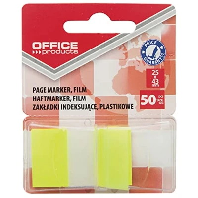 Abbildung von Office Products 14223121 06 Index Haftstreifen Standard Tabs Sticker Lesezeichen/Gelb/Mini Haftmarker aus 60 µm PP Folie/ 25x43 mm/ 1x50 Blatt/Textstreifen Beschreibbare