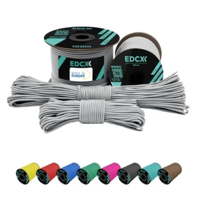 Abbildung von EdcX 2 mm Nylon Paracord 275 (15, 30, 50 and 100 m) 100% Rope, 3 Strand Cord, Cord in Many Colours (White, 15