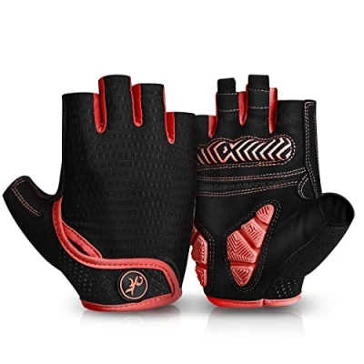 Abbildung von MOREOK Fahrradhandschuhe für Herren Damen Sommer Radsporthandschuhe Halbfinger 5MM SBR Gel rutschfeste/stoßdämpfende Handschuhe Mountainbike, Rennrad &amp; Downhill R S
