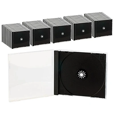 Abbildung von PEARL Jewel Case 2 CD: Doppel CD Boxen im 50er Set, schwarzes Tray (CD Hüllen für CDs, Jewelcase DVD, Aufbewahrung)
