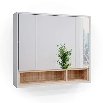 Abbildung von Vicco Badezimmerspiegelschrank Beatrice, Weiß/Sonoma, 80 x 72 cm