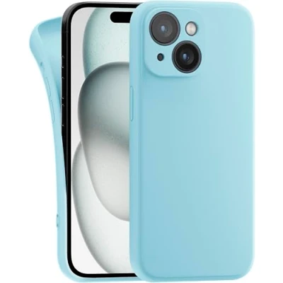 Abbildung von MyGadget Hülle Kompatibel mit iPhone 15 Plus robuste Silikon Schutzhülle TPU Case Slim Silikonhülle Back Cover Kratzfest Handyhülle Matt Babyblau