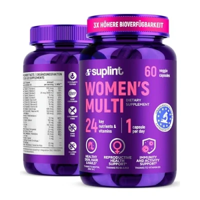Abbildung von Multivitamin für Frauen 60 Kapseln Tage Vitamin Komplex A Z &amp; Mineralstoffe wie Zink, Biotin Und Mehr Hochdosierte Tabletten Multivinamine A, C, D, E, B6, B12, K