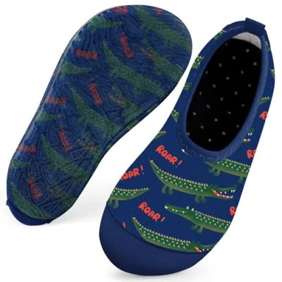 Abbildung von Badeschuhe Strandschuhe Schwimmschuhe Wasserschuhe Junge Baby Aquaschuhe Schnell Trocknend Barfuss Schuh für Kinder Beach Pool（Krokodil Dunkelblau 30/31）