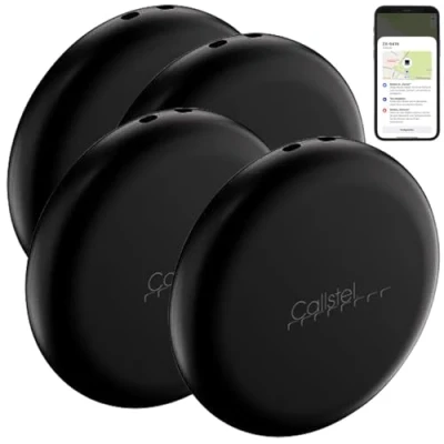 Abbildung von Callstel Schlüsselfinder Mini: 4er Set Mini Schlüssel /Gegenstandsfinder, AirTag komp., MFi, schwarz (Schlüsselanhänger, Bluetooth, Gegenstand Ortungsgerät, Sclüsselanhänger)