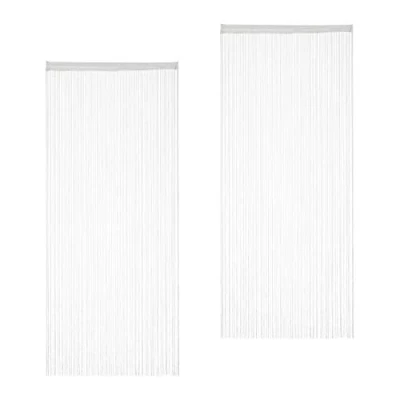 Abbildung von Relaxdays weiß, Fadenvorhang Set, kürzbar, mit Tunneldurchzug, für Türen &amp; Fenster, Fadengardine, 90x245 cm, White, 2er Pack 90x245cm