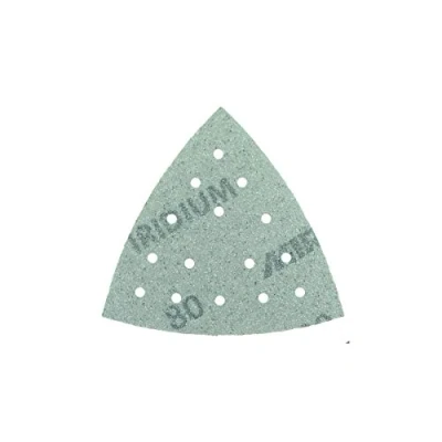 Abbildung von Mirka Iridium Schleifdreieck Premium Schleifpapier 93x93x93mm 15 Loch Klett, Korn 80, 50 Stk / Zum Schleifen von Lack, Spachtel, Grundierung, Holz, Stahl, Mineralwerkstoffe, Kunststoff