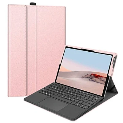 Abbildung von FINTIE Schutzhülle für Microsoft Surface Go 4/3/2/1 (2023/2021/2020/2018) Multi Winkel Ansicht, Portfolio, Business Abdeckung, kompatibel mit Typ Cover Tastatur, Roségold