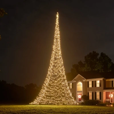 Abbildung von Fairybell Fahnenmast Weihnachtsbäume 12 Meter 4000 LED Leuchten Warmweiß
