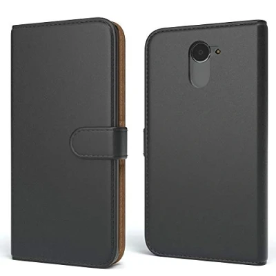 Abbildung von EAZY CASE Tasche kompatibel mit Huawei Y7, Y7 Prime 2017 Schutzhülle Standfunktion Klapphülle Bookstyle, Handytasche Handyhülle Flip Cover Magnetverschluss und Kartenfach, Kunstleder, Schwarz