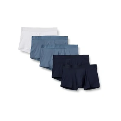 Abbildung von Amazon Essentials Herren Baumwolljersey Boxershorts, 12,7cm, 5er Pack, Blau/Marineblau Blau/Weiß, L