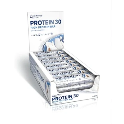 Abbildung von IronMaxx Protein 30 Eiweißriegel Kokosnuss 24 x 35g palmölfreier und glutenfreier Proteinriegel mit Vitaminen für zuckerreduzierte Low Carb Ernährung geeignet
