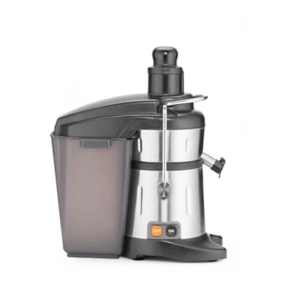 Abbildung von HENDI Saftpresse, elektrisch, Zitruspresse, Orangenpresse, ideal für hartes Obst und Gemüse, bis zu 3000 U/min, 490x280x510mm, Edelstahl