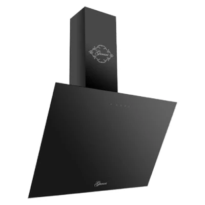 Abbildung von GURARI kopffrei Dunstabzugshaube 60 cm Wandmontage GCH 286 BL 6 Prime Kopffreihaube Schwarz Glas Wandhaube Umluft/Abluft Abzugshaube 1000m3/h mit Fernbedienung Randabsaugung, TouchControl, Timer