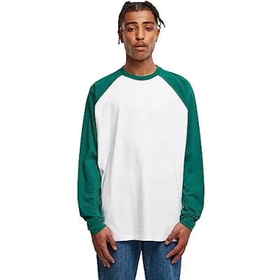 Abbildung von Urban Classics Organic Oversized Raglan Longsleeve Langarmshirt, Herren, Größe: Large, White/green