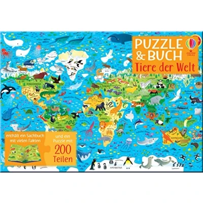 Abbildung von Usborne Verlag Puzzle &amp; Buch: Tiere der Welt, Puzzleteile