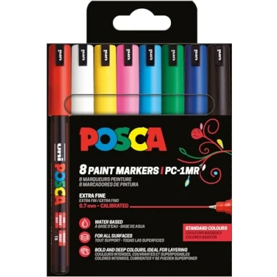 Abbildung von POSCA Uni Ball 181758 Marker Set, 8 Acrylstifte PC 1MR, Permanent 0,7 mm Rundspitze