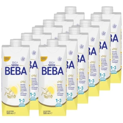 Abbildung von BEBA Junior 1 3 Jahre Milchgetränk trinkfertig, Babynahrung mit HMO 2&#039; FL, ohne Palmöl, 12er Pack (12 x 500ml)