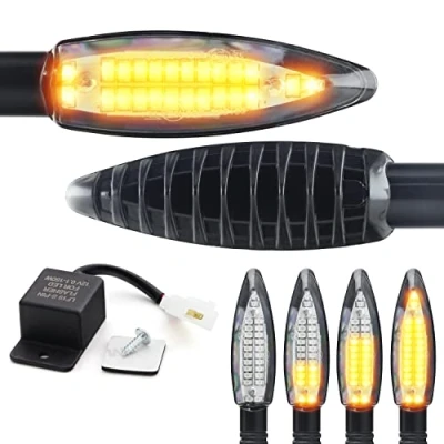 Abbildung von Area1 Motorrad LED Blinker E geprüft Set (2 Stück) M8 + Blinkerrelais kompatibel mit (AD22 (Blinker+Relais))
