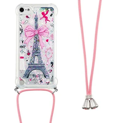 Abbildung von Handykette Handyhülle für iPod Touch 5 / 6 7 Hülle,Glitzer Quicksand kreatives Fließende Flüssigkeit schwimmt Silikon Case mit Umhängeband Handykordel Band Kette 5,YB GS Tower