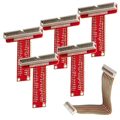 Abbildung von AZDelivery 5 x 40 Pins GPIO Breakout Board und kompatibles Flachband Ribbon Kabel kompatibel mit Raspberry Pi