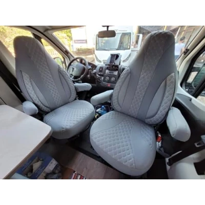 Abbildung von BREMER SITZBEZÜGE Wohnmobil Schonbezüge Sitzbezüge kompatibel mit FIAT Ducato Citroen Jumper Peugeot Boxer in Grau WPL409