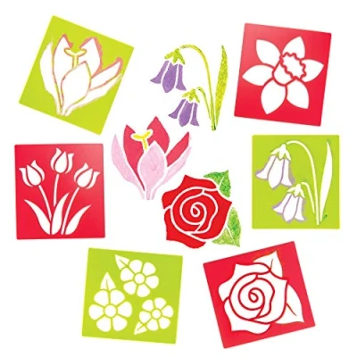 Abbildung von Baker Ross Blumen Schablonen (6 Stück) für Kinder zum Basteln und Gestalten im Frühling