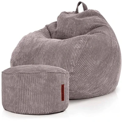Abbildung von Green Bean Sitzsack Scoop + Pouf Cord, Indoor Sitzkissen mit Sitzhocker, Relax Sessel