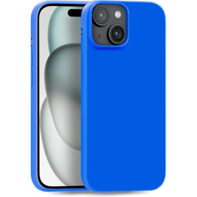 Abbildung von MyGadget Hülle kompatibel mit iPhone 15 Plus robuste Silikon Schutzhülle TPU Case Slim Silikonhülle Back Cover Ultra Kratzfest Handyhülle matt Blau