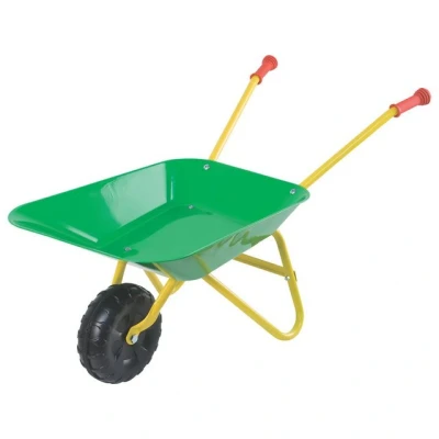 Abbildung von Play Fun Schubkarre Kinder Gartenspielzeug Sandspielzeug Metall Blech stabil, 50 kg Tragkraft, Metallrohr Unterkonstruktion