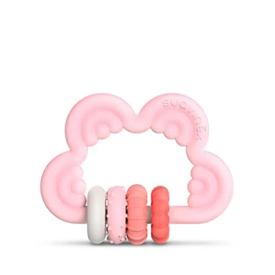 Abbildung von SUAVINEX Beißring aus Silikon, 6 Monate, Beißring, flexibel, leicht, Wolkendesign, Rosa, 401440