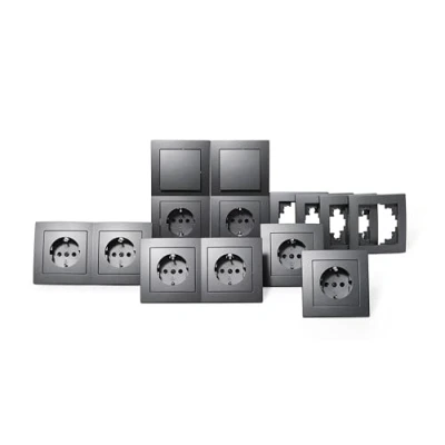 Abbildung von McPower Steckdose Schalter und Steckdosen Set Flair Standard 20 teilig, anthrazi