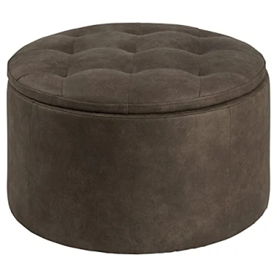 Abbildung von AC Design Furniture Rocco runde Ottomane, H: 35 x B: 60 T: cm, Ø: Hellbraun, Stoff, 1 Stk.