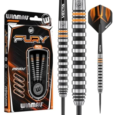 Abbildung von WINMAU Fury 24 Gramm Profi Wolfram Steeltip Dartpfeile Set mit Flights und Schäfte
